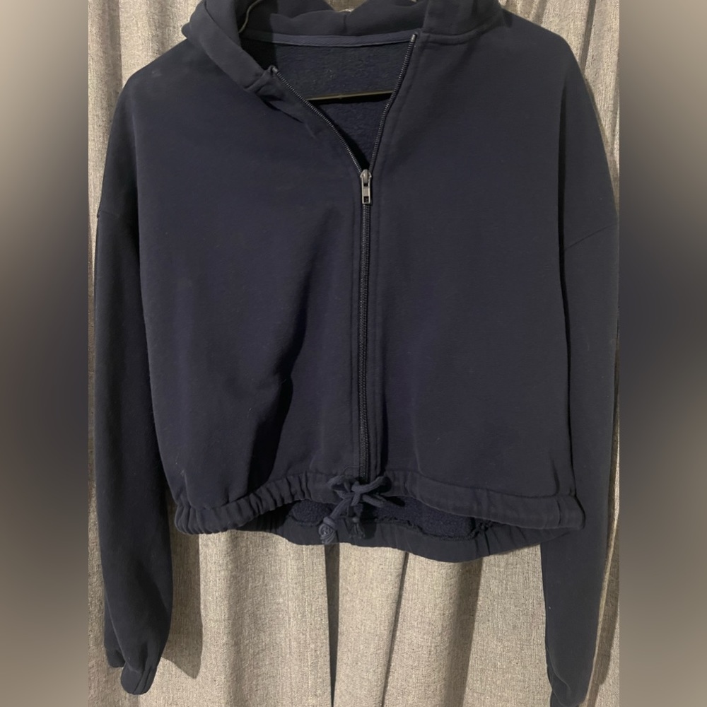 Navy Crop Hoodie